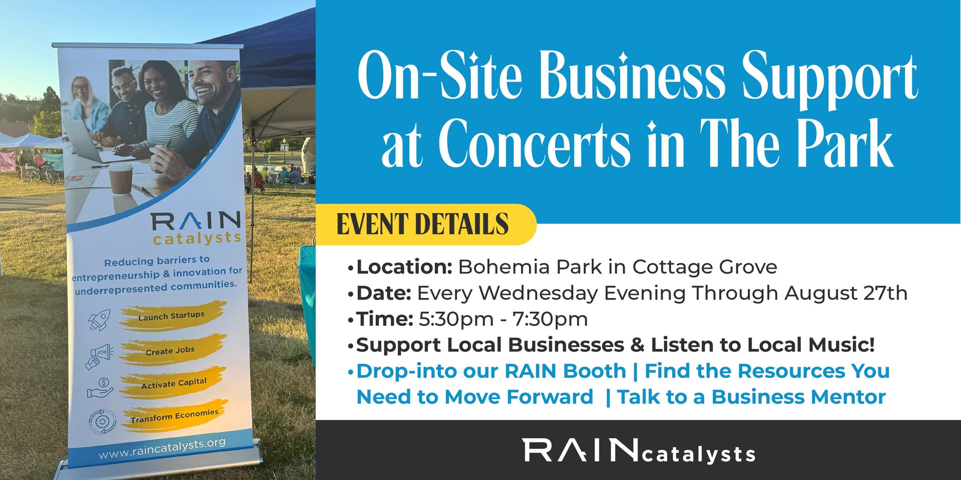 On-Site Business Support at Concerts in the Park | Cottage Grove