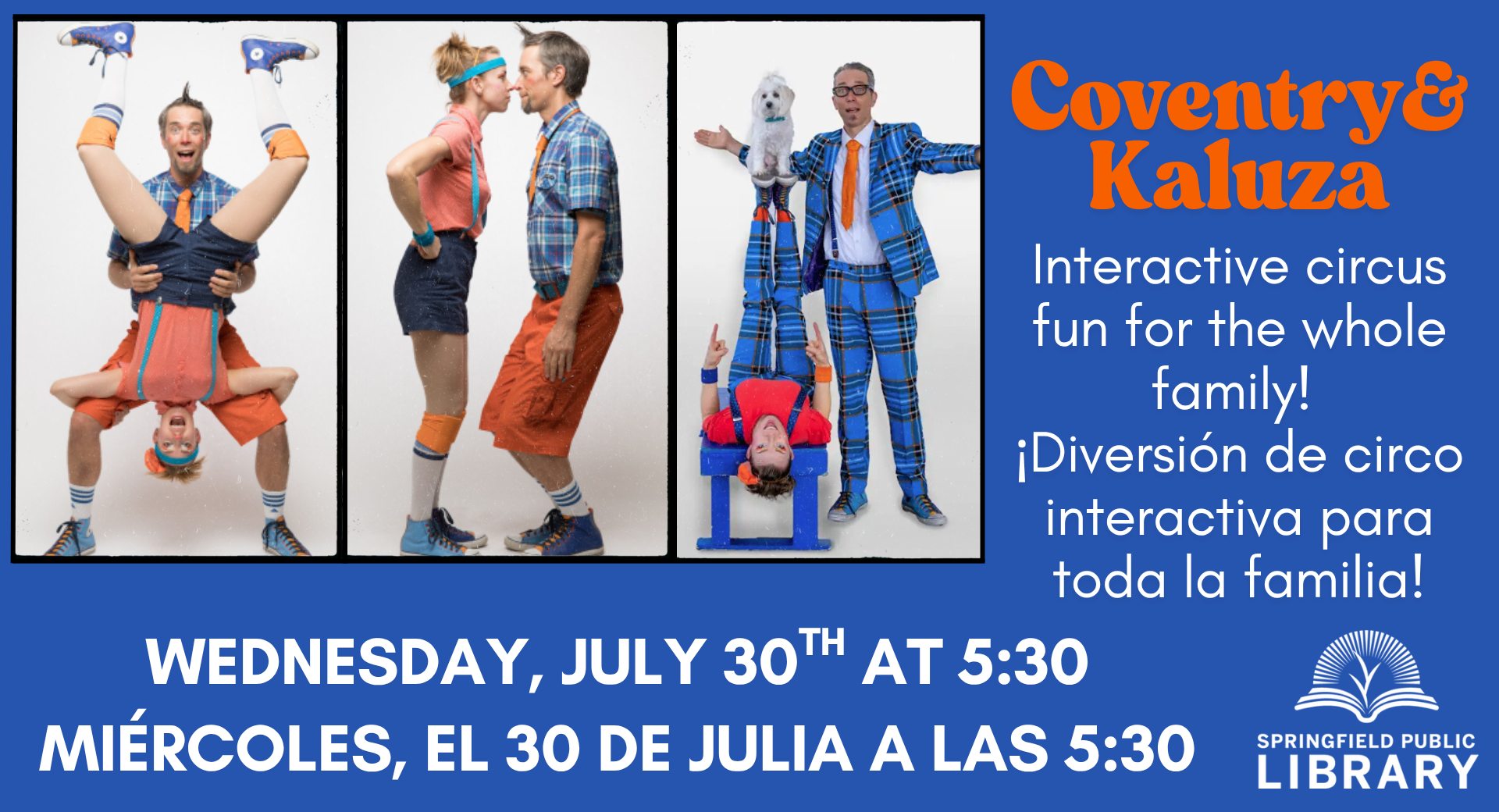 Comedy Circus Duo Coventry & Kaluza at the Springfield Public Library