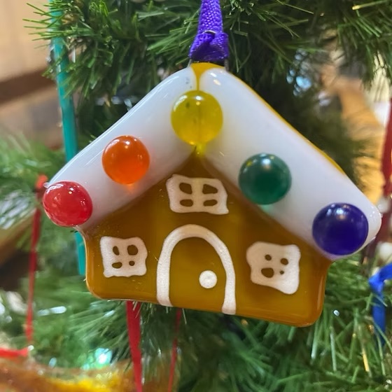 Fused glass ginger bread house