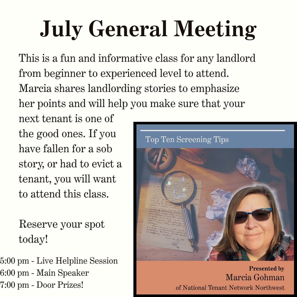 “Top Ten Screening Tips” with Marcia Gohman of National Tenant Network Northwest