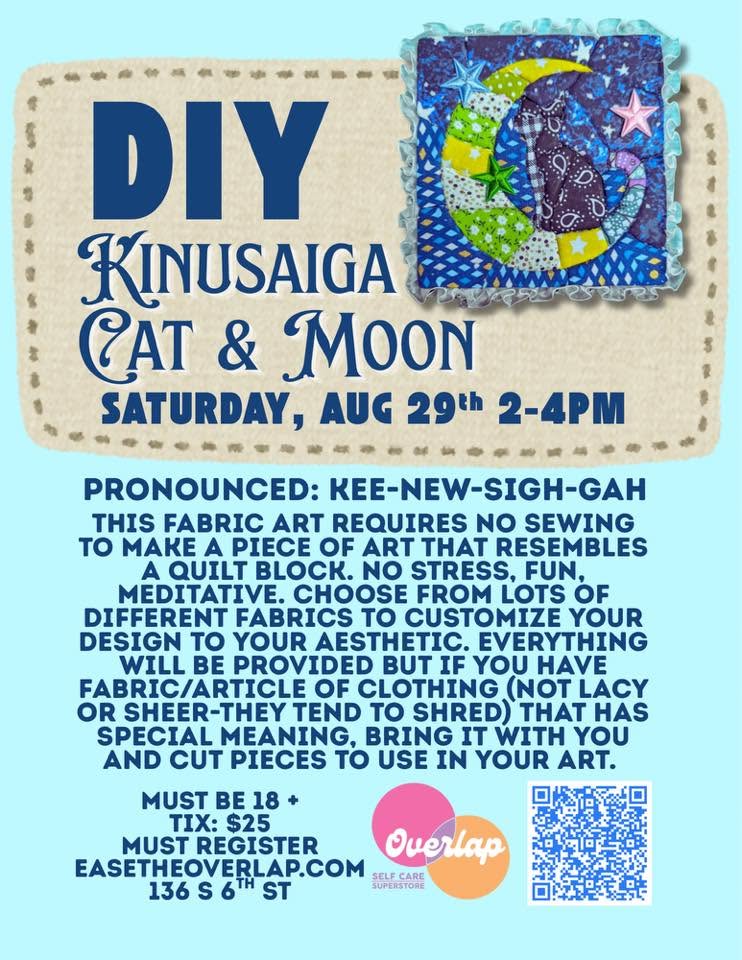 Kinusaiga (Fabric Art) Cat and Moon